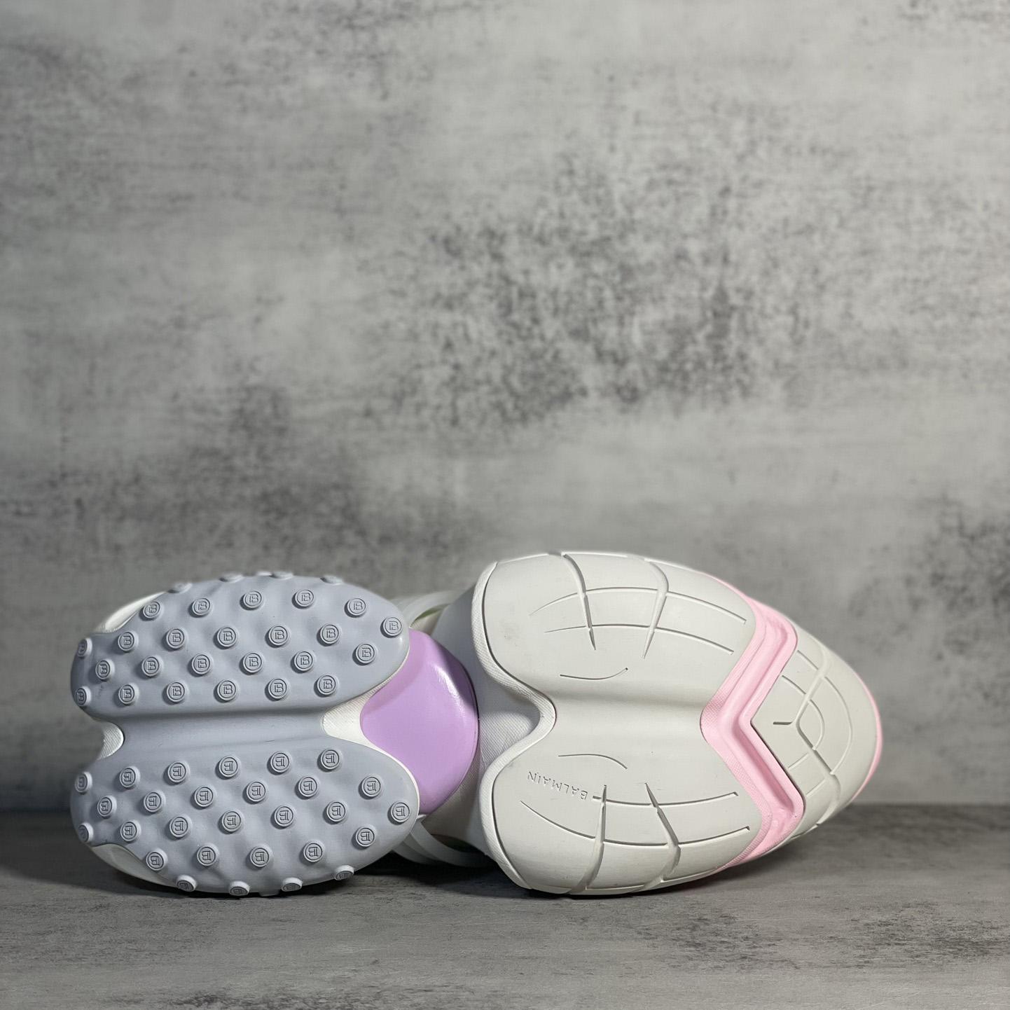 Balmain Pink Unicorn Panelled Sneakers - FashionPlug