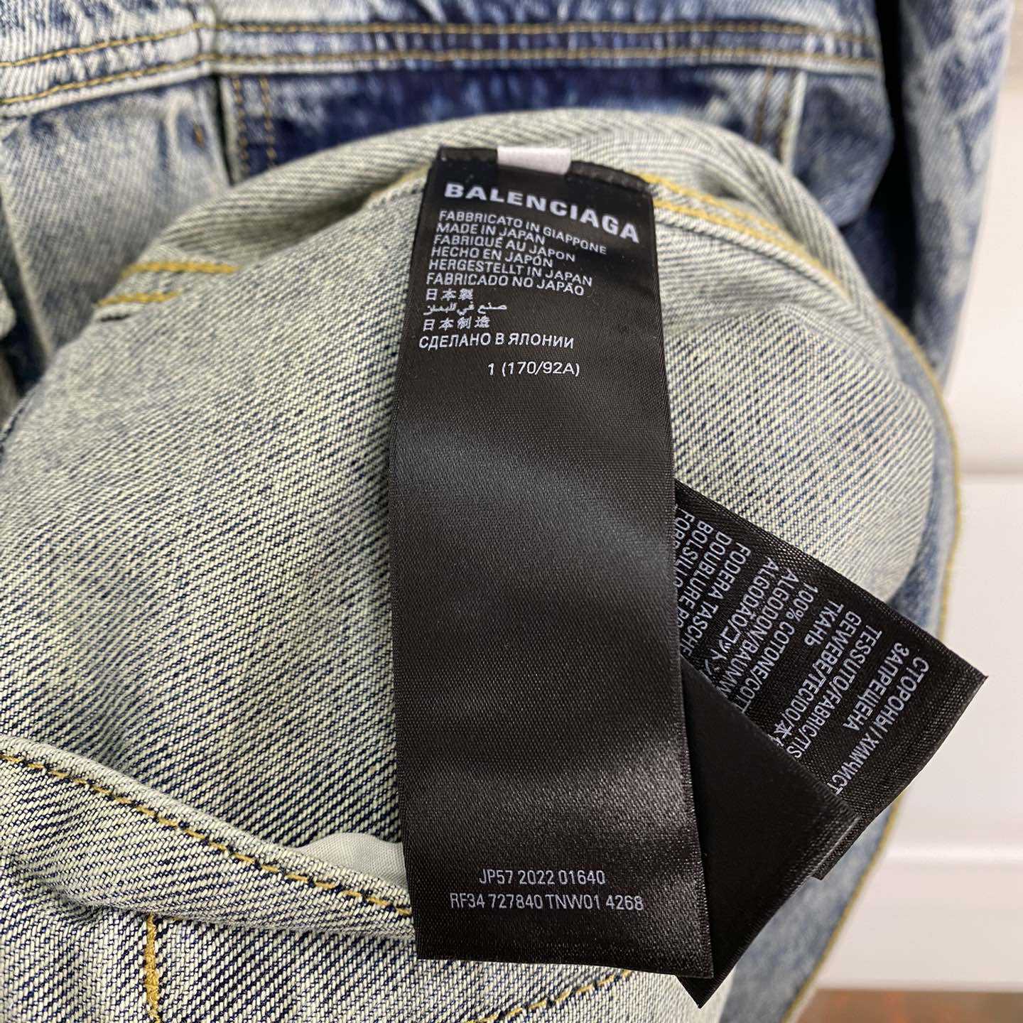 Balenciaga Blue Graffiti Denim Jacket Coat - FashionPlug