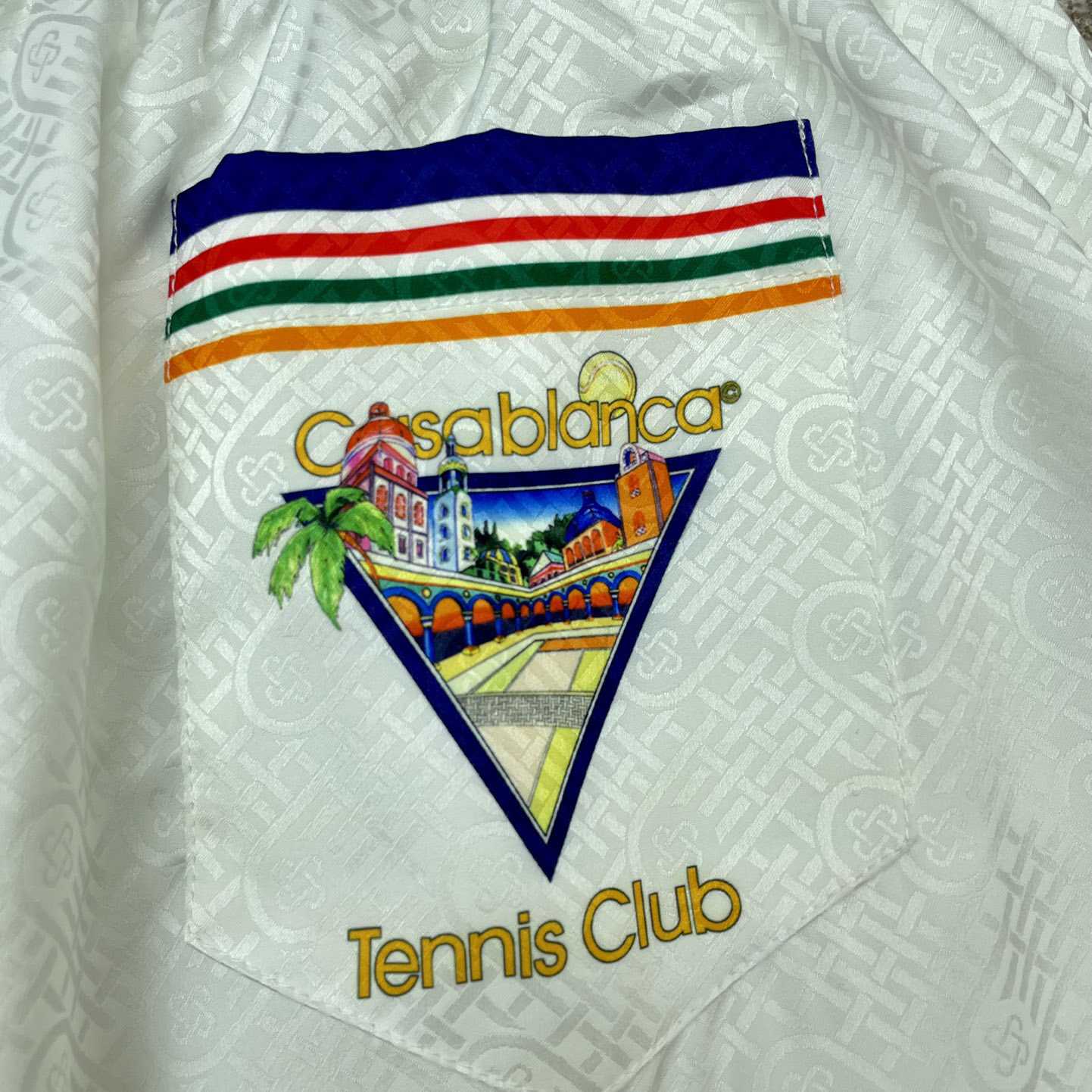 Casablanca Tennis Club Icon Silk Shorts   CA3481 - FashionPlug
