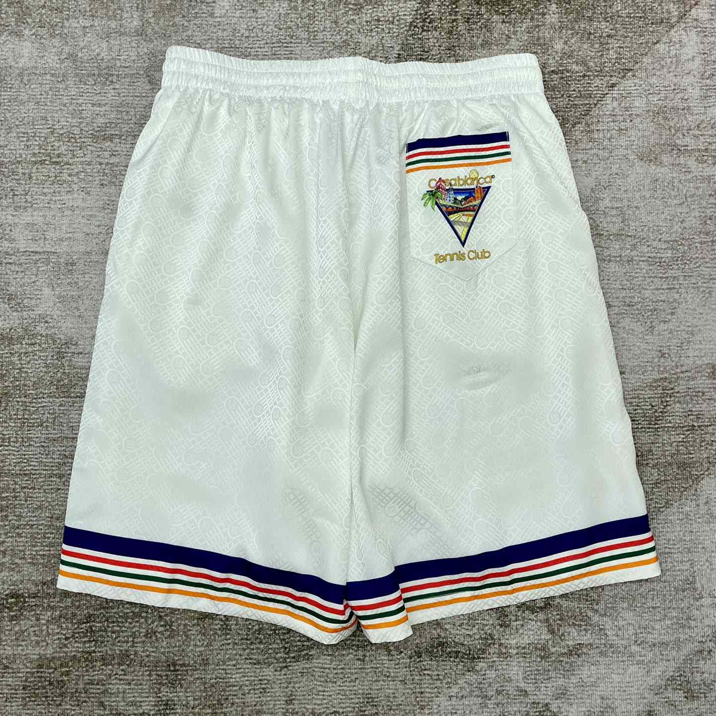 Casablanca Tennis Club Icon Silk Shorts   CA3481 - FashionPlug