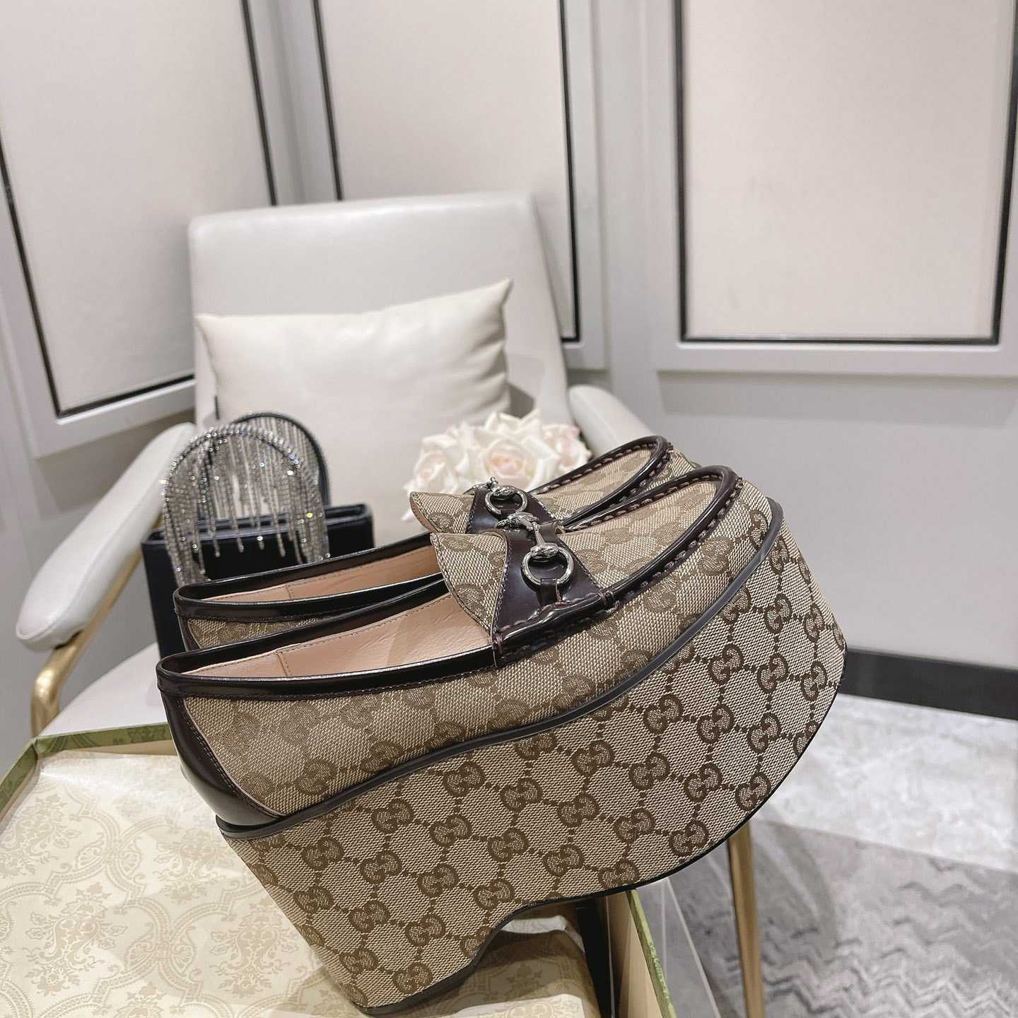 Gucci Women's Horsebit Wedge Loafer - FashionPlug