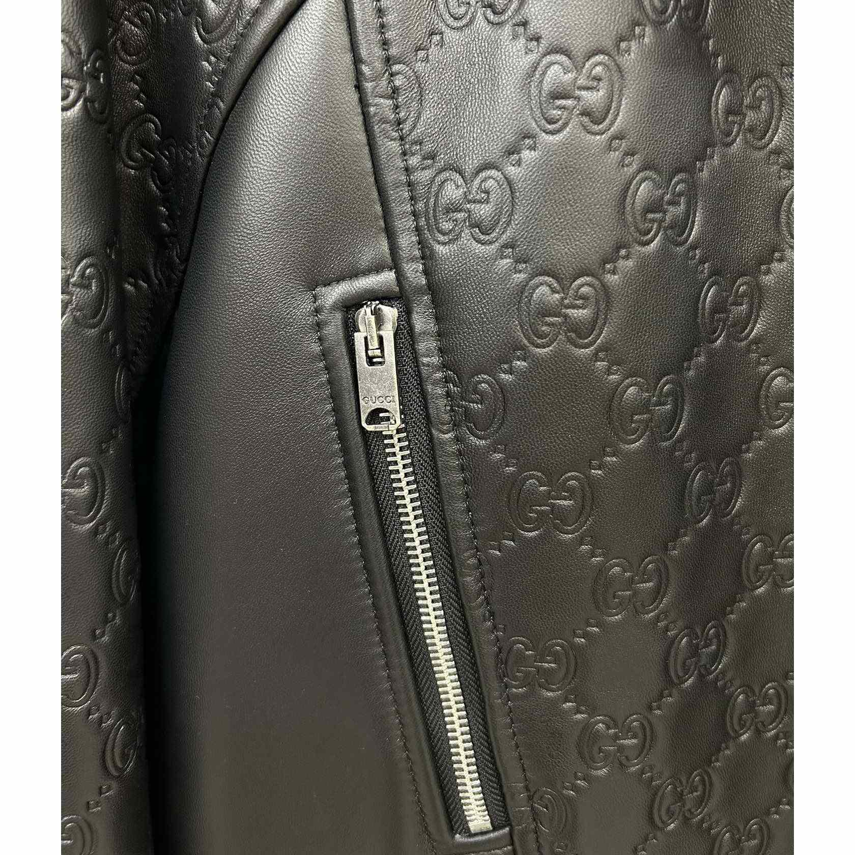 Gucci GG Embossed Bomber Jacket In Black - FashionPlug