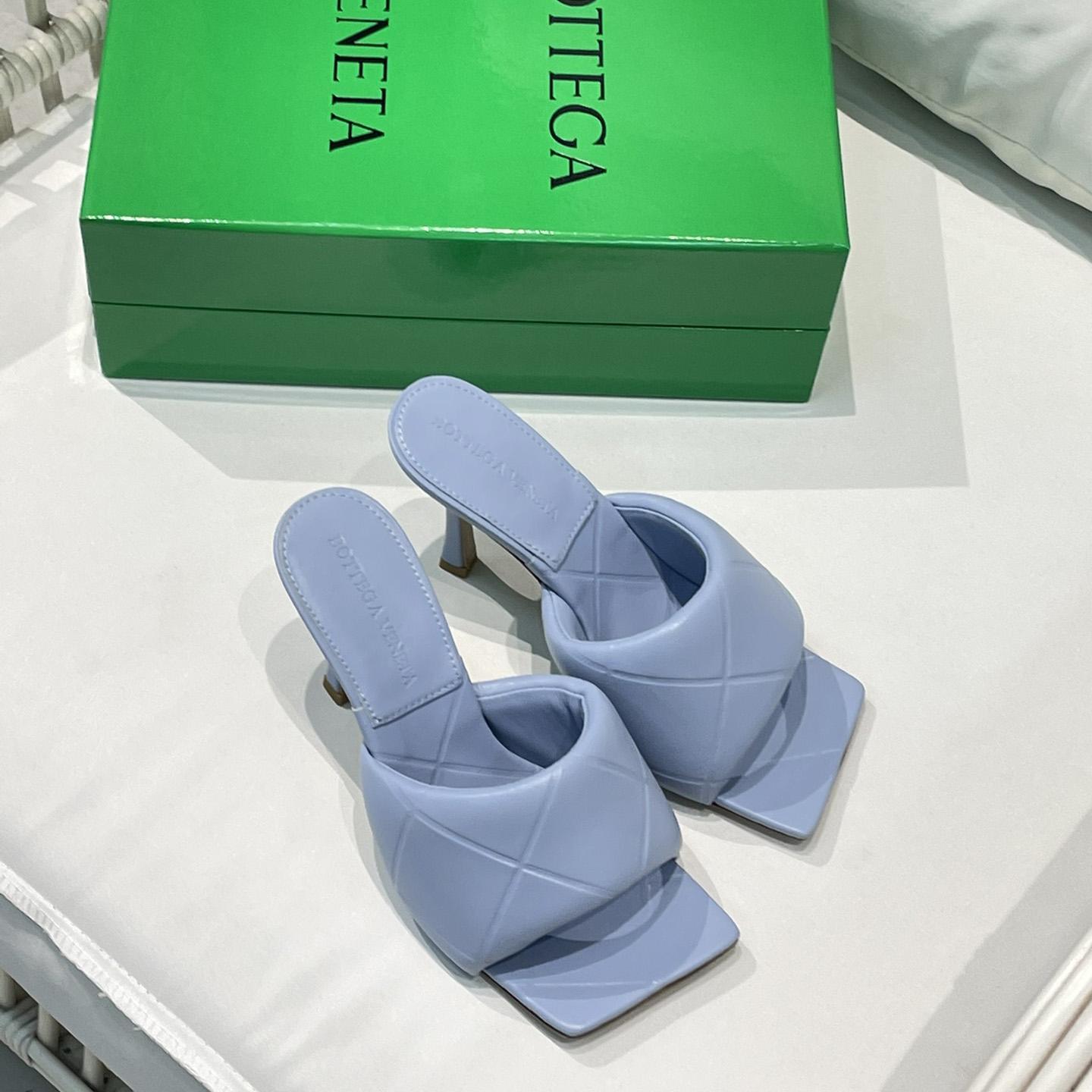 Bottega Veneta Blue Heeled Mule Sandals  - FashionPlug