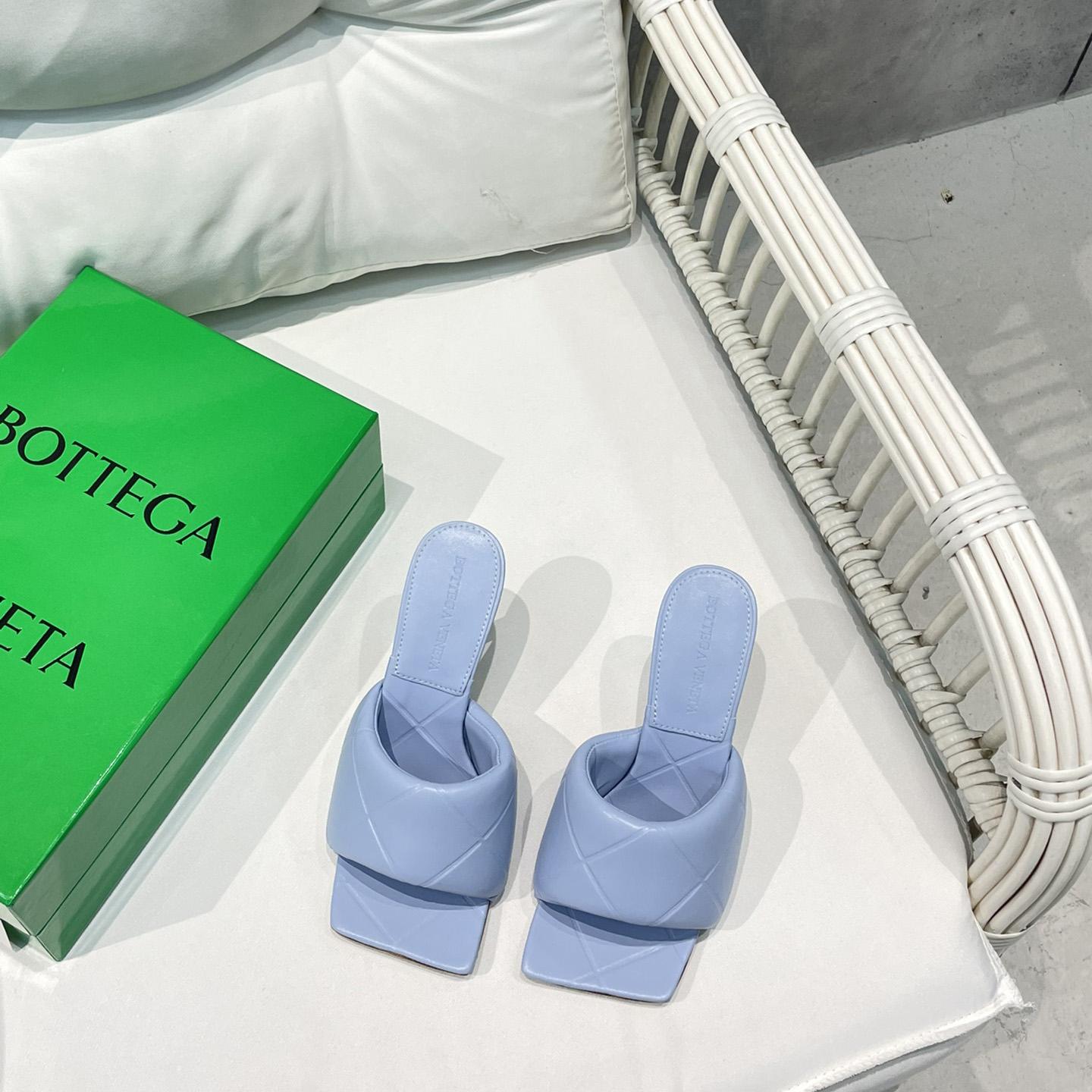 Bottega Veneta Blue Heeled Mule Sandals  - FashionPlug