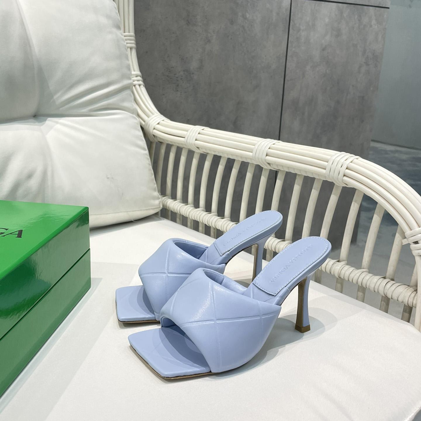 Bottega Veneta Blue Heeled Mule Sandals  - FashionPlug