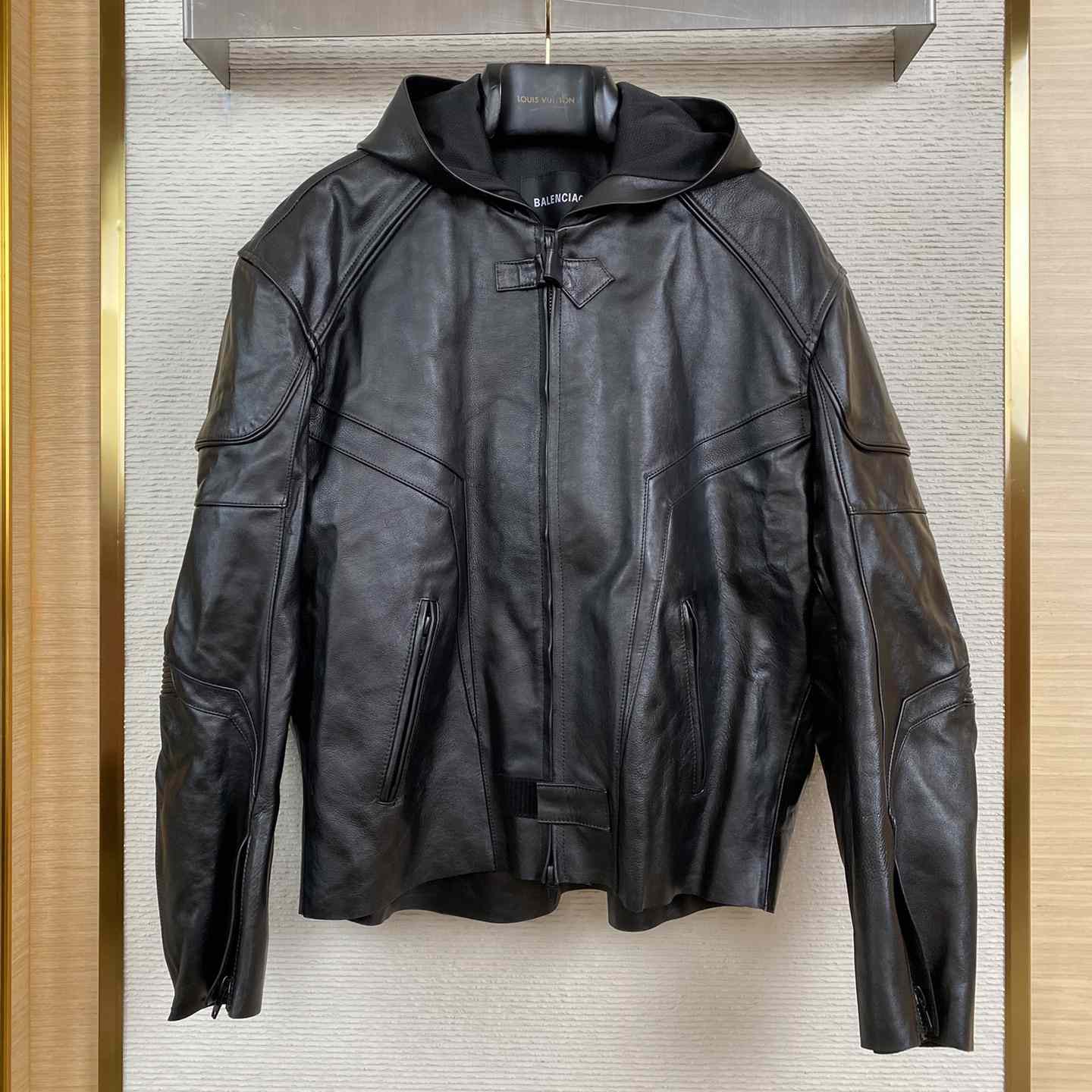 Balenciaga Hooded Biker Jacket - FashionPlug
