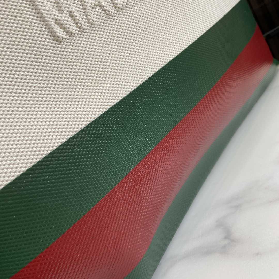 Gucci Canvas Tote Bag With Embossed Detail  （48-48-17cm） - FashionPlug