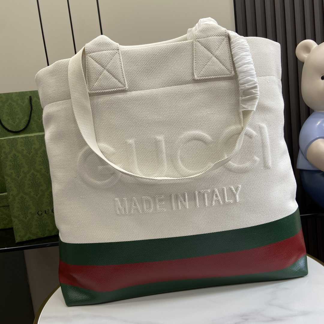 Gucci Canvas Tote Bag With Embossed Detail  （48-48-17cm） - FashionPlug