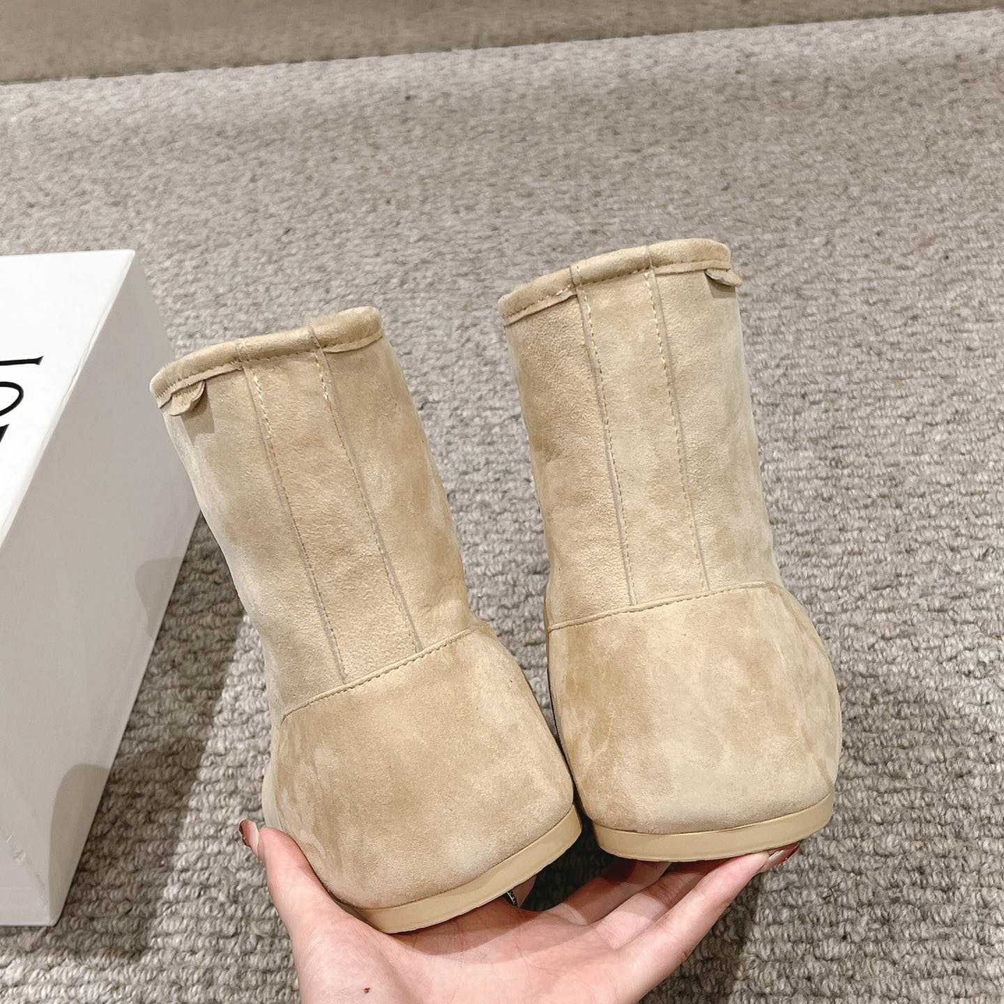 Loewe Lago Boot In Suede And Shearling - FashionPlug