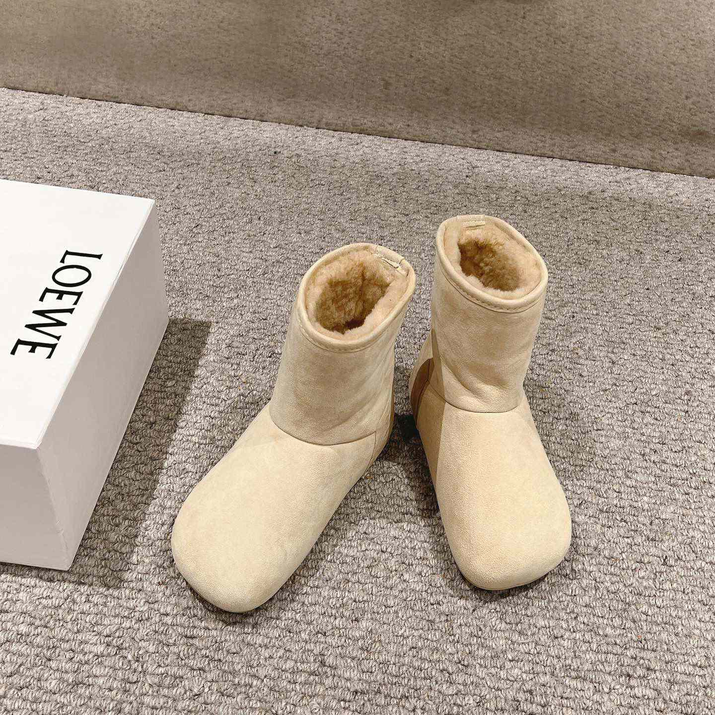 Loewe Lago Boot In Suede And Shearling - FashionPlug