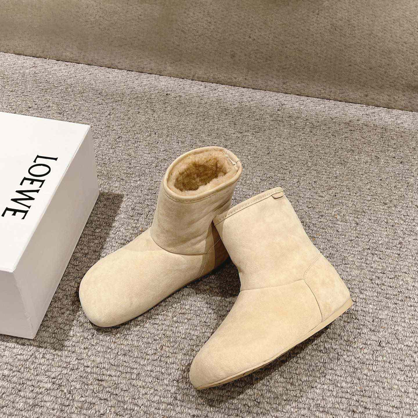 Loewe Lago Boot In Suede And Shearling - FashionPlug