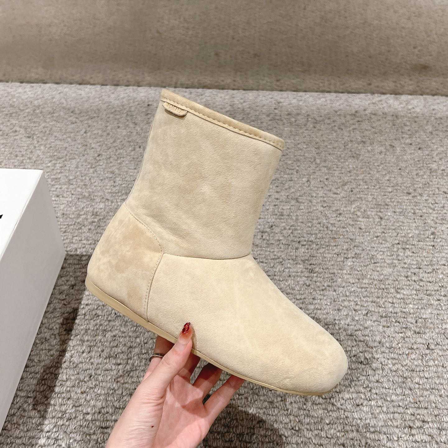 Loewe Lago Boot In Suede And Shearling - FashionPlug