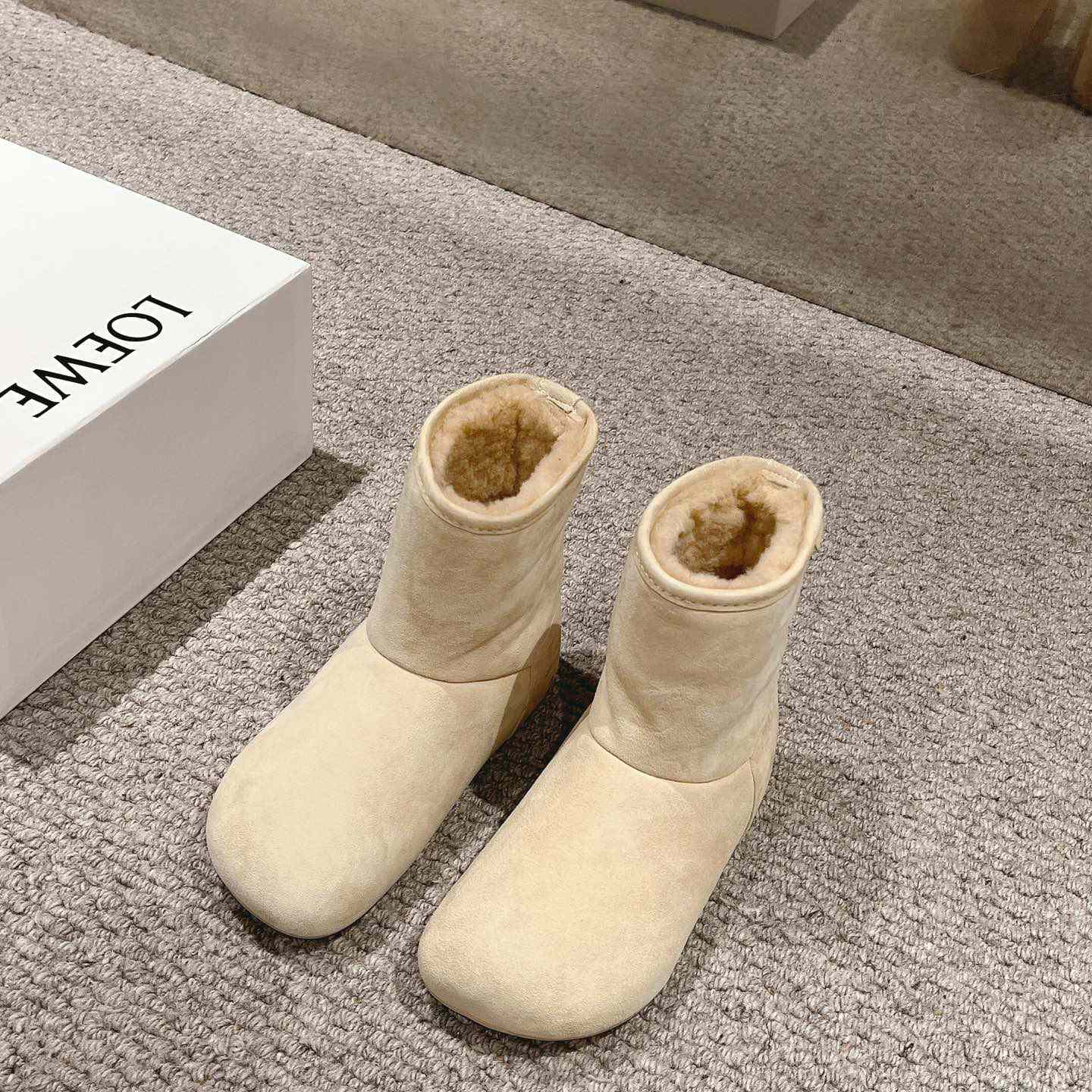 Loewe Lago Boot In Suede And Shearling - FashionPlug