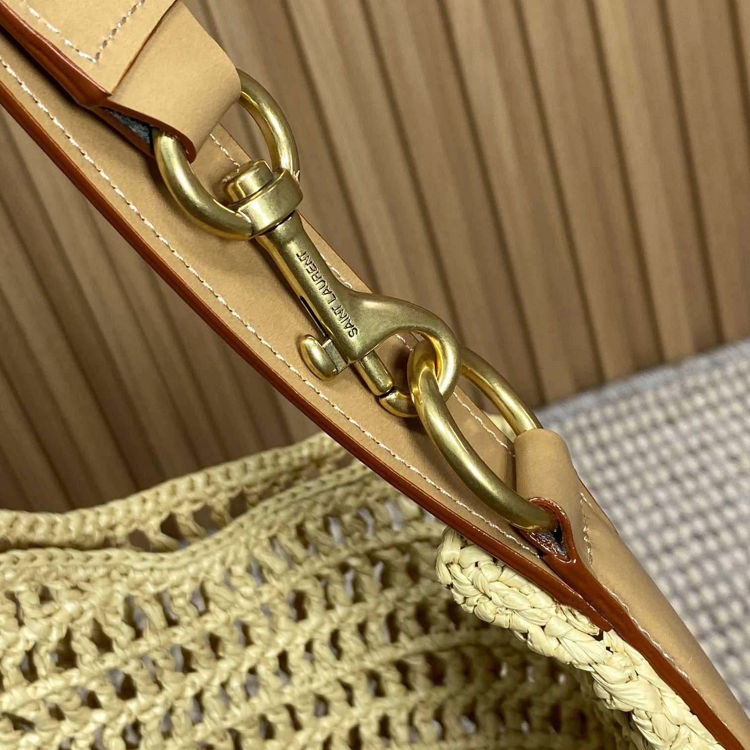 Saint Laurent Oxalis In Raffia Crochet And Leather - FashionPlug