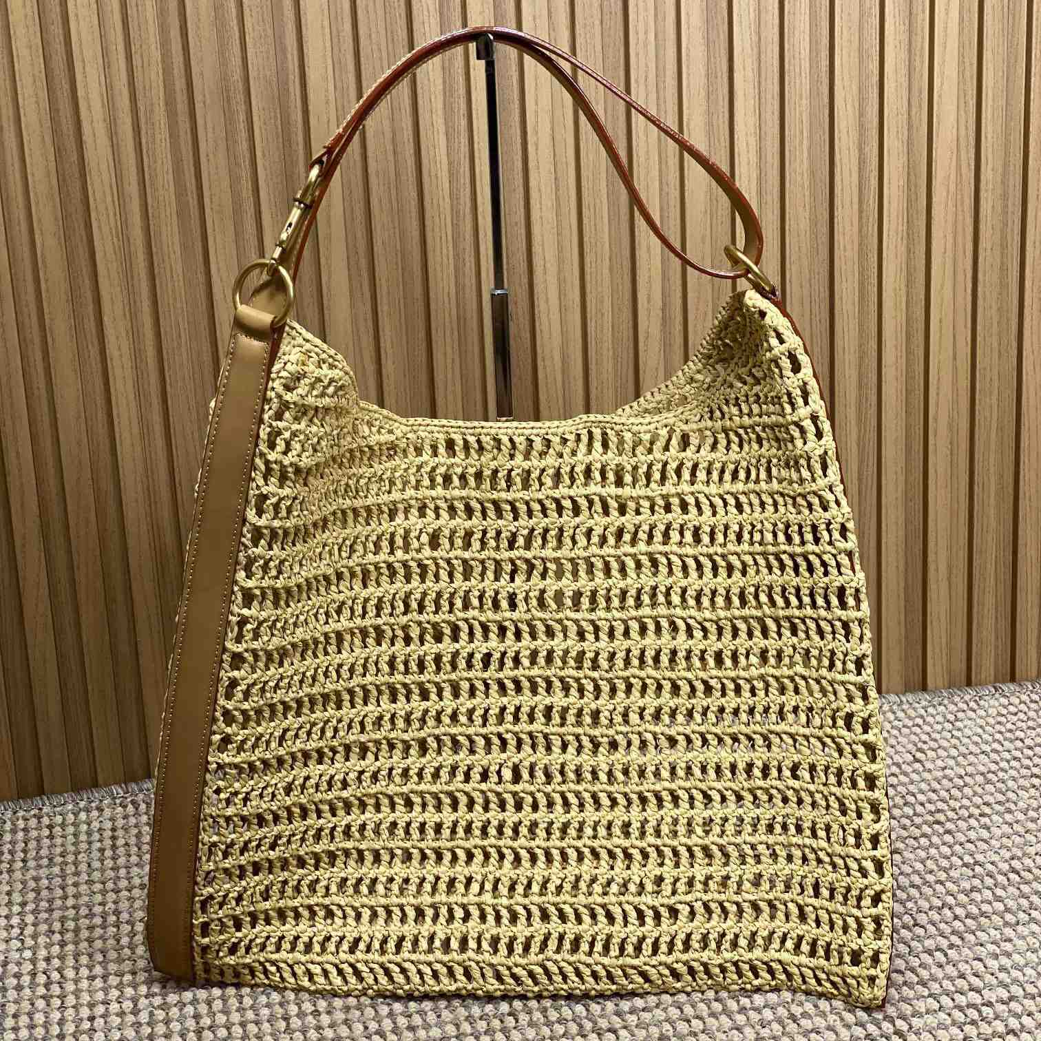 Saint Laurent Oxalis In Raffia Crochet And Leather - FashionPlug