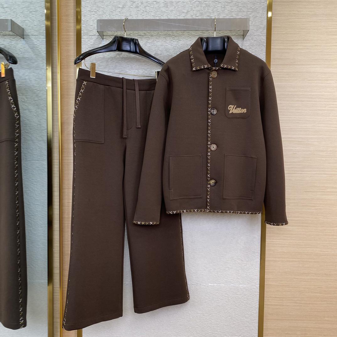Louis Vuitton Embroidered Cotton Workwear Jacket & Drawstring Pants - FashionPlug