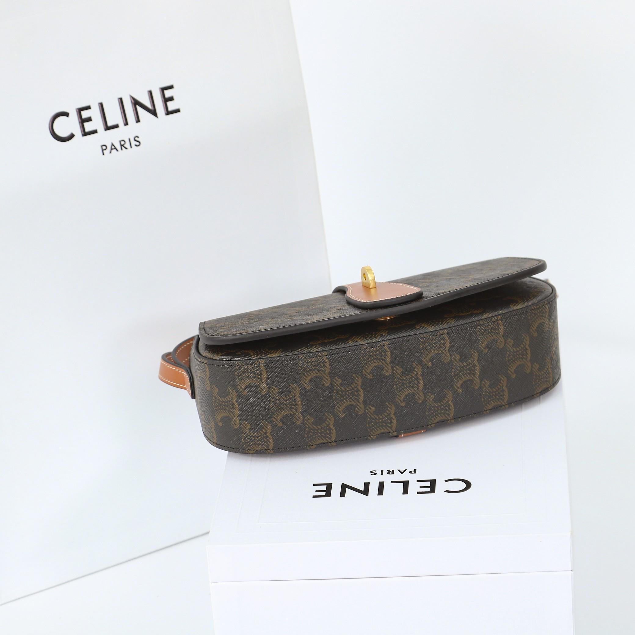 Celine Clutch On Strap Tabou In Triomphe Canvas And Calfskin - FashionPlug