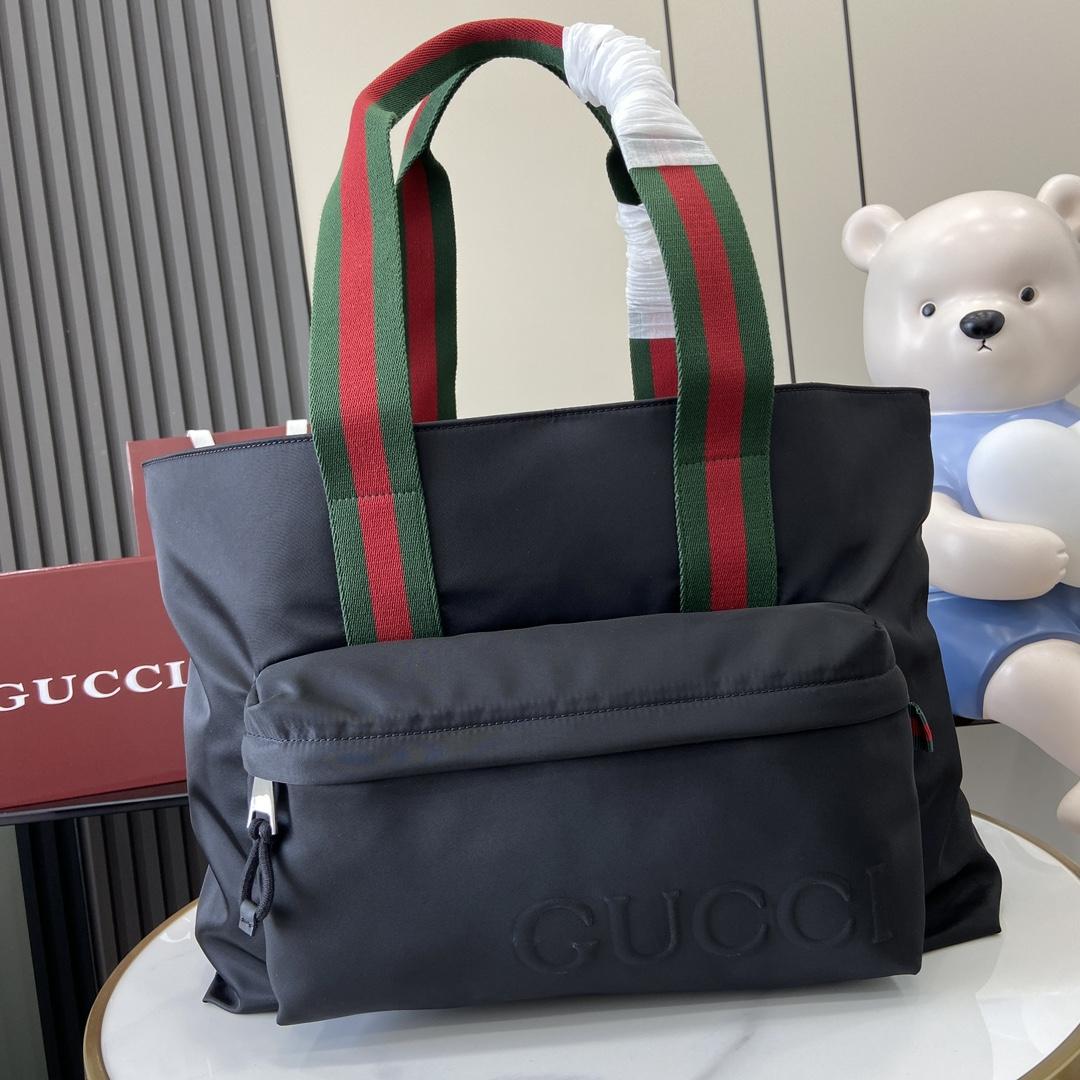 Gucci Large Tote Bag With Gucci Logo - FashionPlug