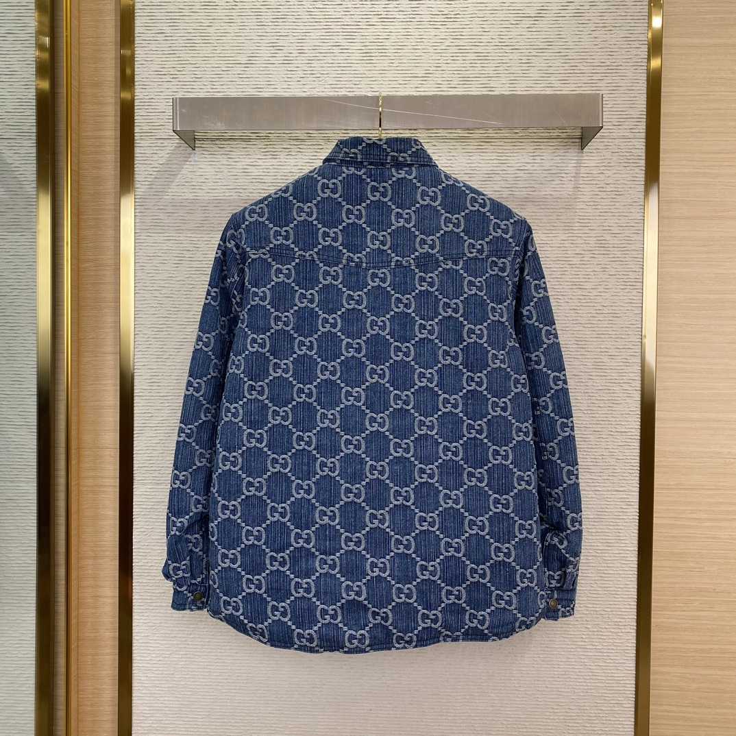 Gucci GG Jacquard Denim Shirt - FashionPlug