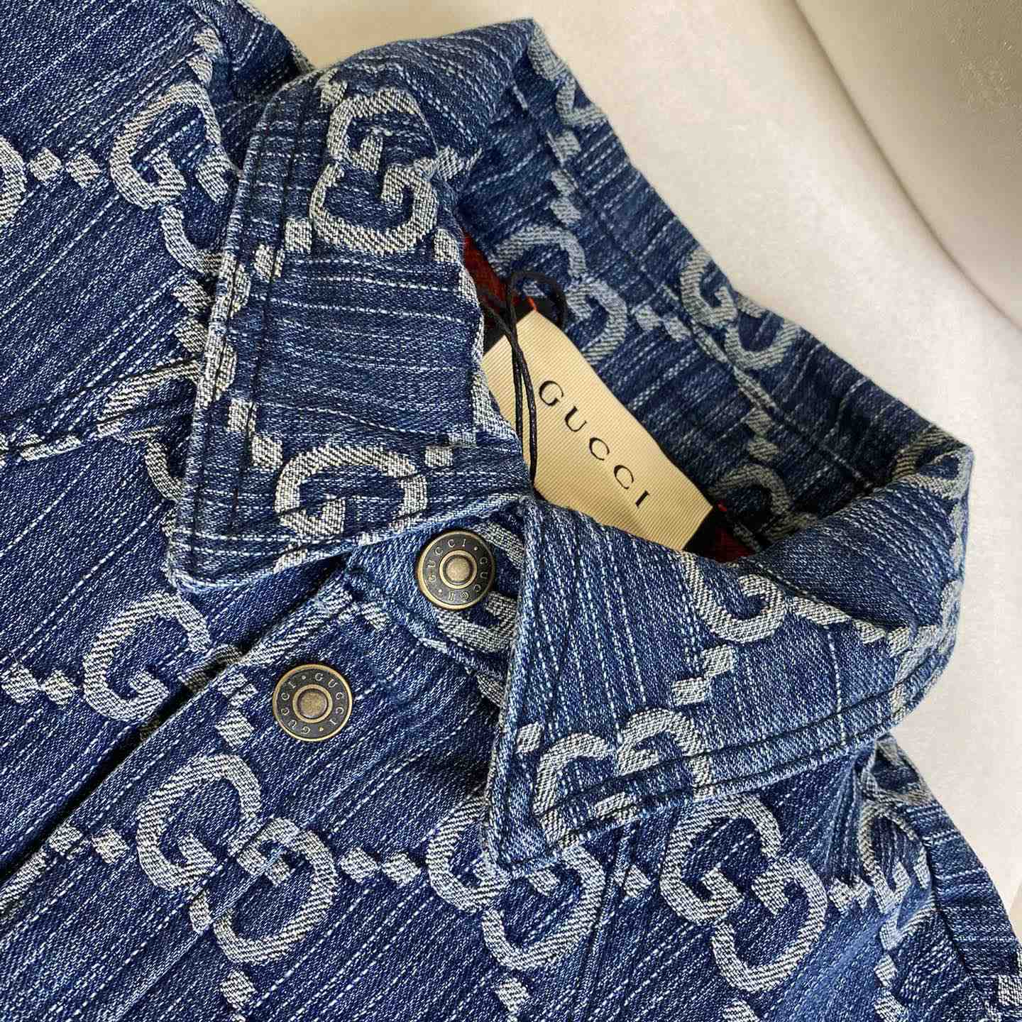 Gucci GG Jacquard Denim Shirt - FashionPlug
