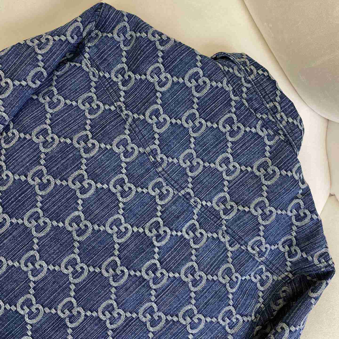 Gucci GG Jacquard Denim Shirt - FashionPlug
