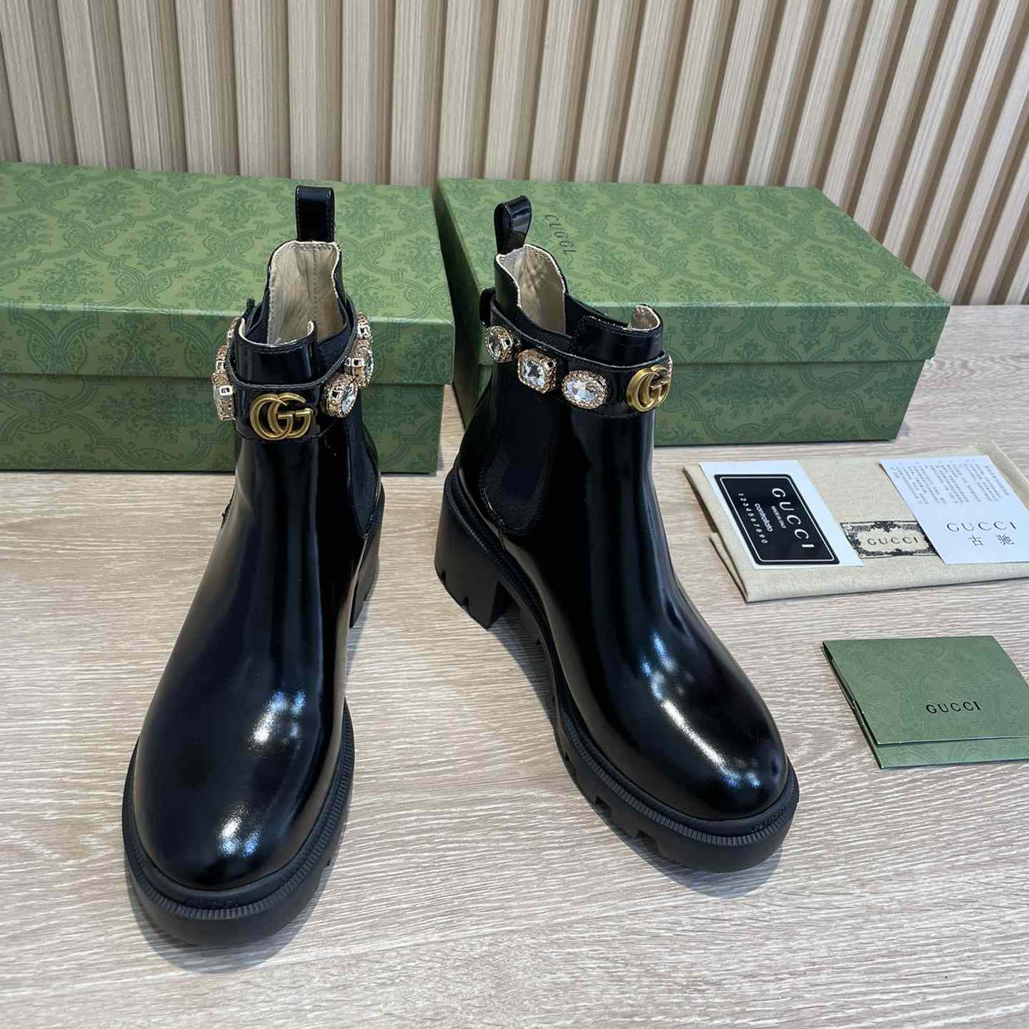 Gucci Crystal Belt 60mm Ankle Boot - FashionPlug