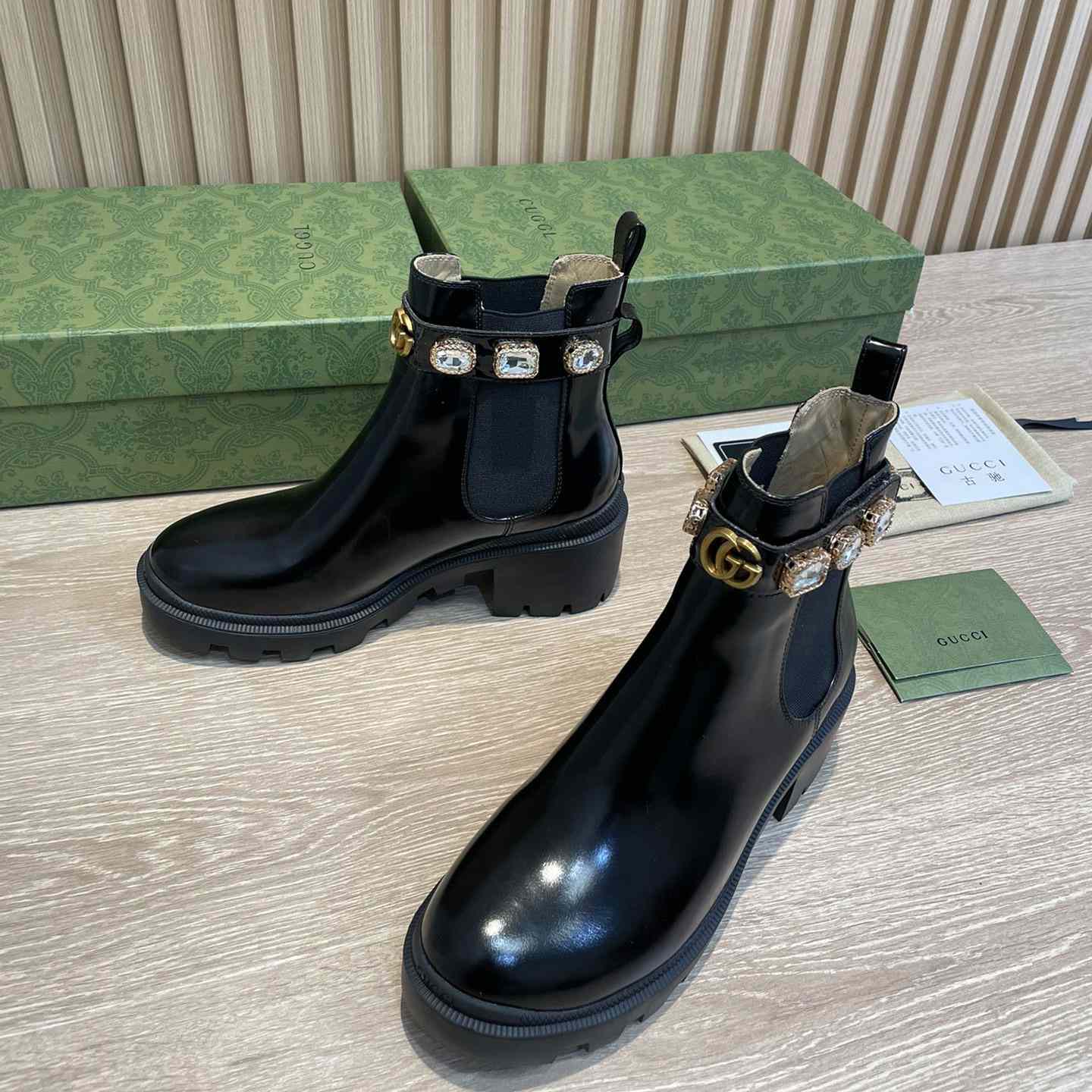 Gucci Crystal Belt 60mm Ankle Boot - FashionPlug