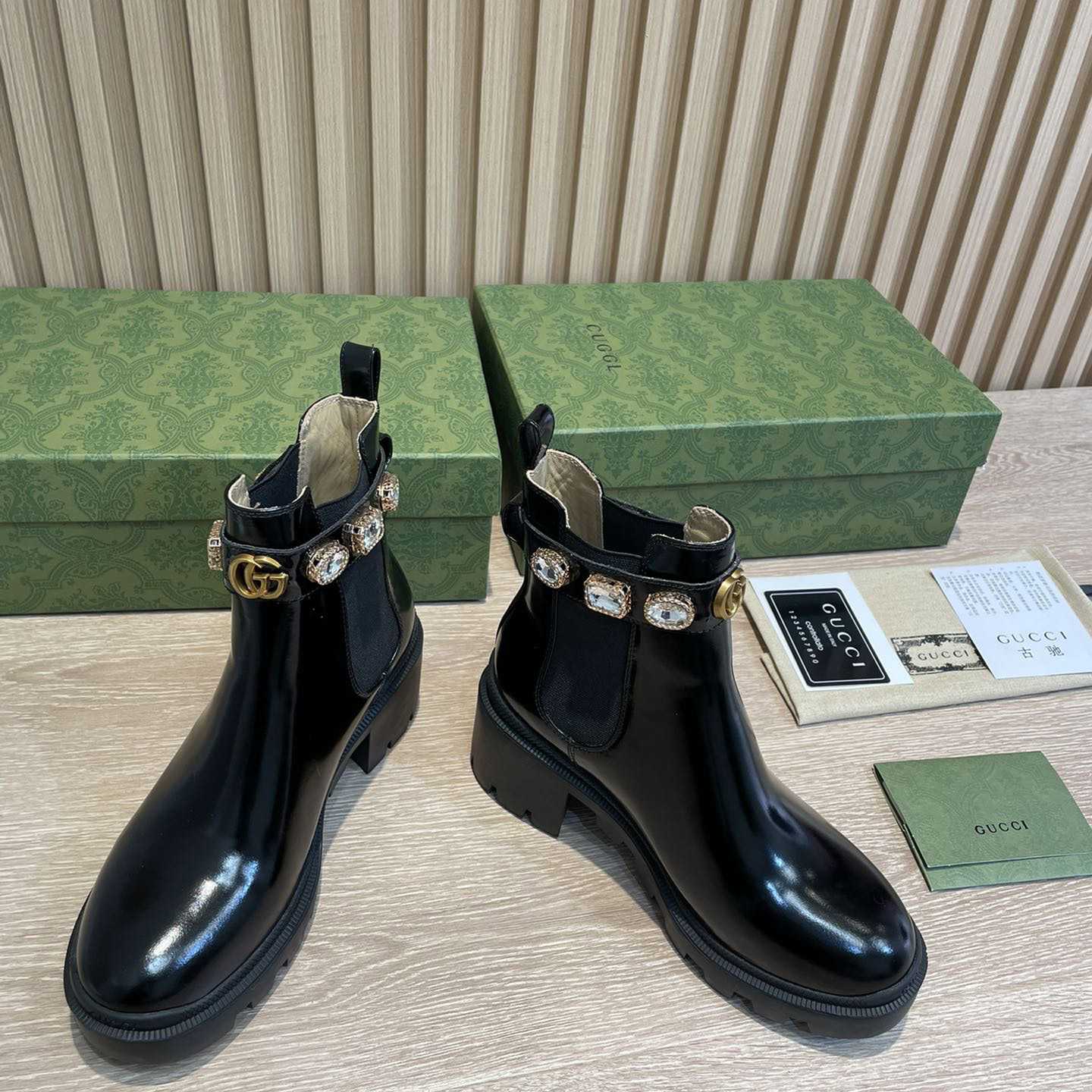 Gucci Crystal Belt 60mm Ankle Boot - FashionPlug