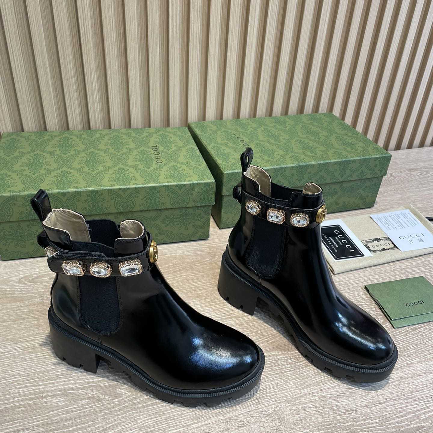 Gucci Crystal Belt 60mm Ankle Boot - FashionPlug