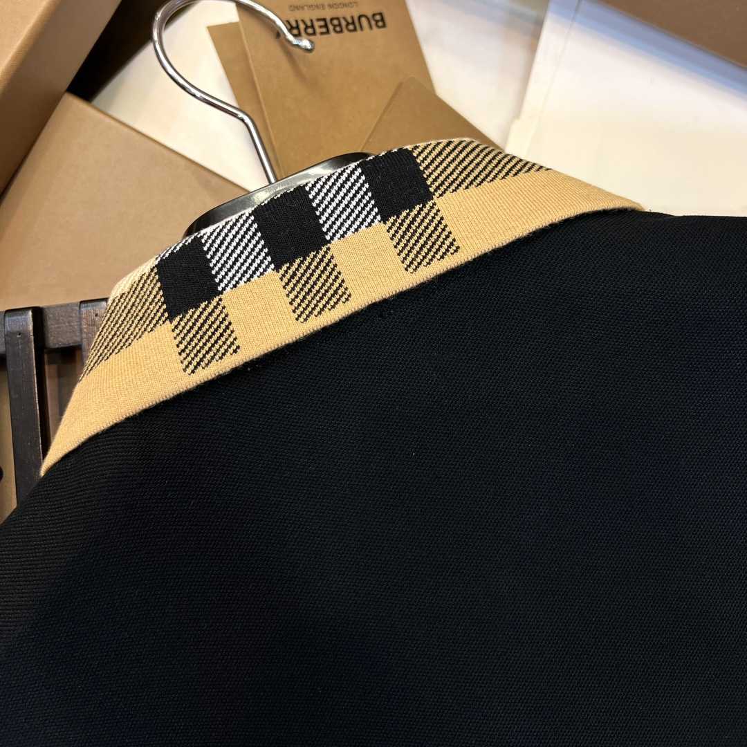 Burberry Check Collar Cotton Polo Shirt - FashionPlug