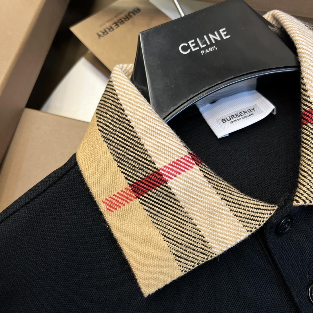 Burberry Check Collar Cotton Polo Shirt - FashionPlug