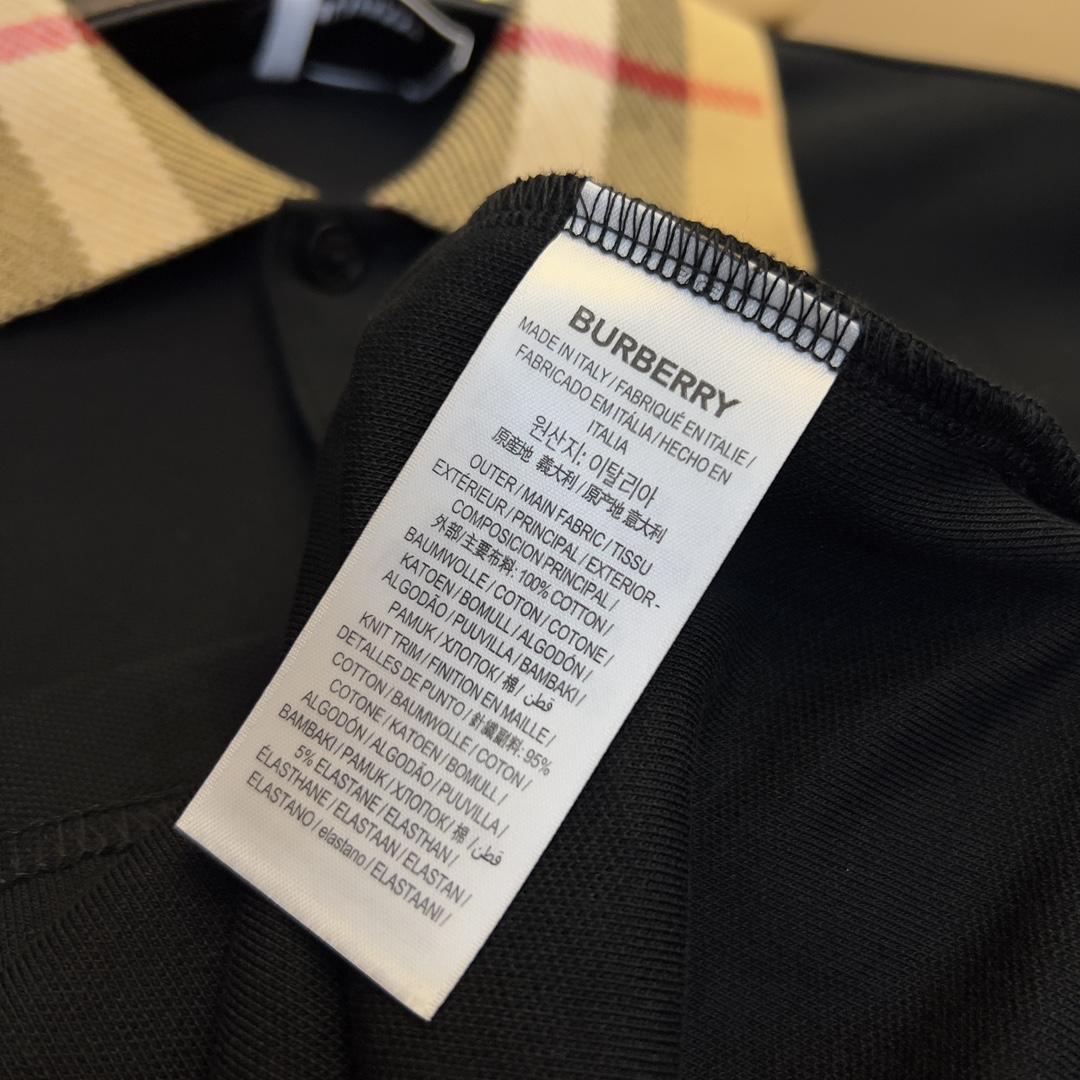 Burberry Check Collar Cotton Polo Shirt - FashionPlug