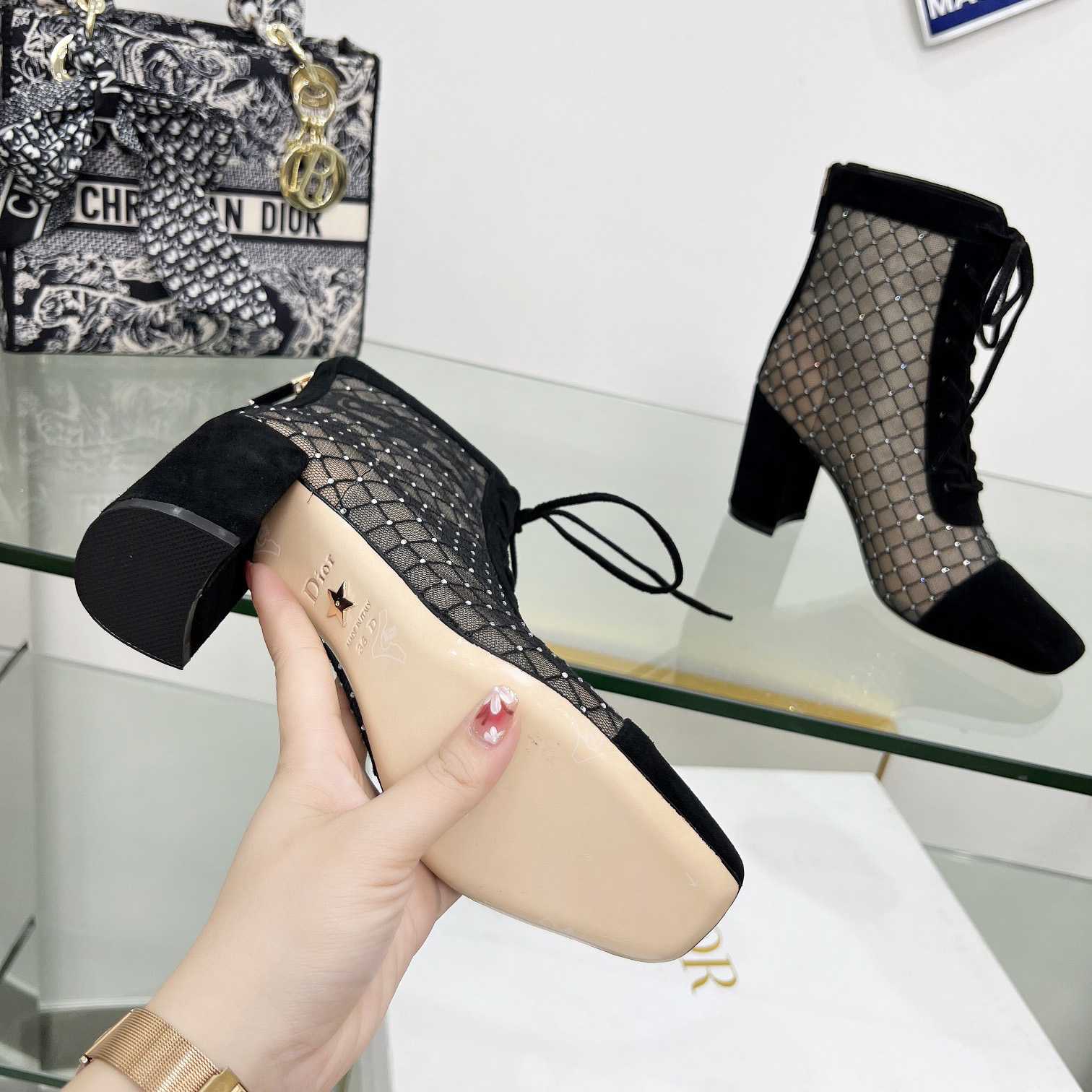 Dior Naughtily-D Heeled Ankle Boot - FashionPlug