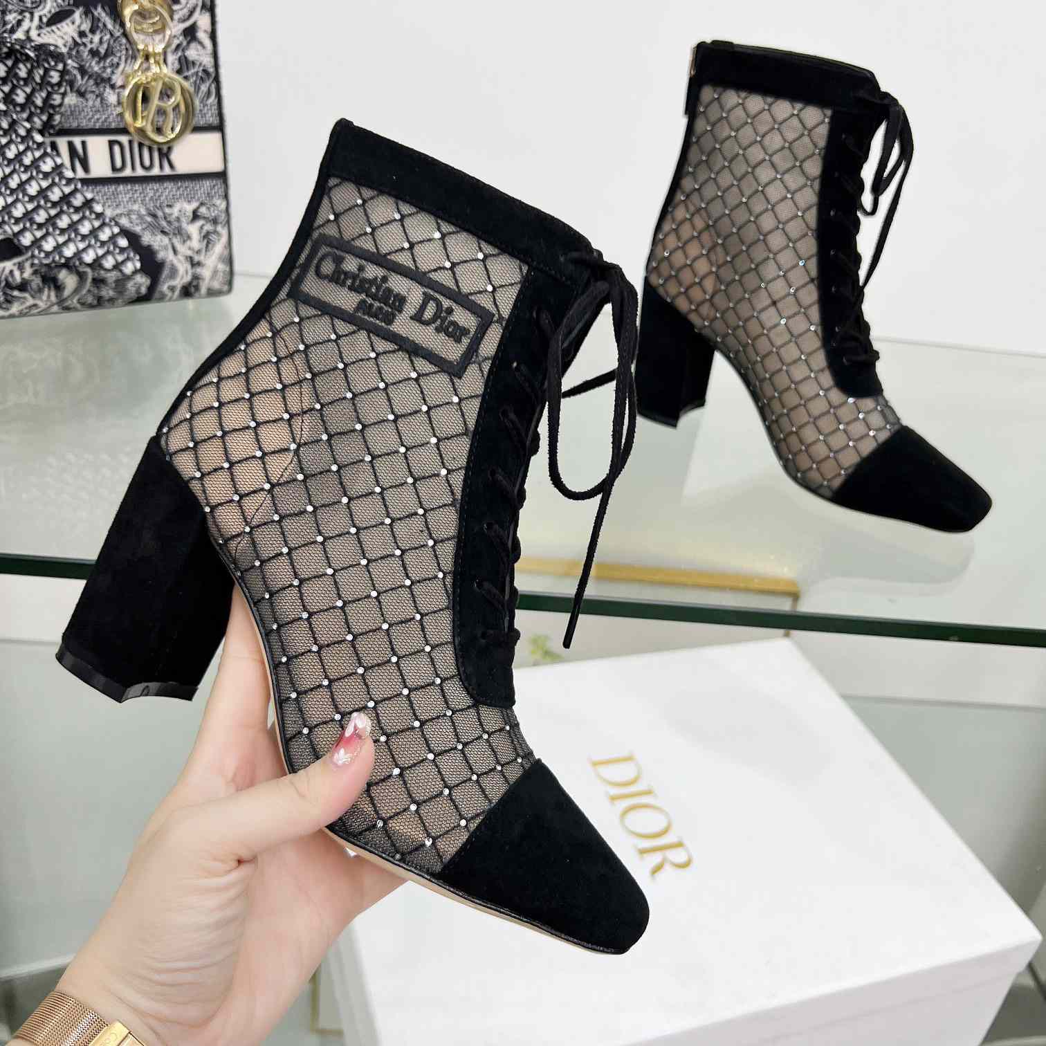 Dior Naughtily-D Heeled Ankle Boot - FashionPlug