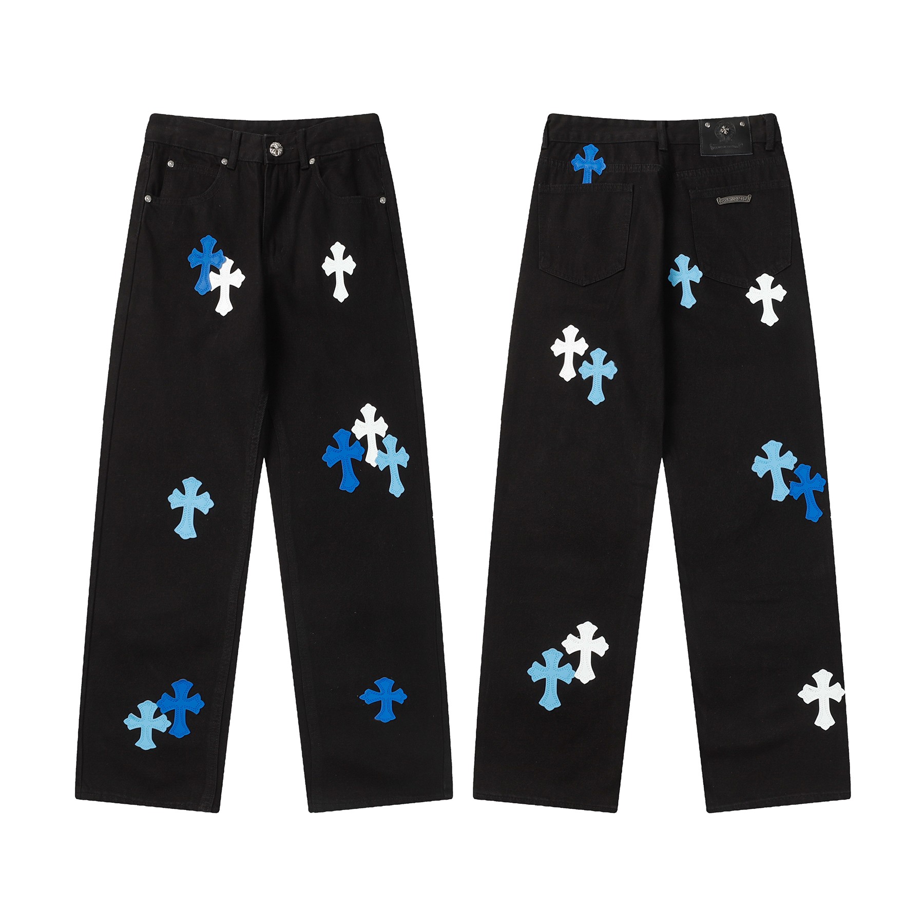 Chrome Heart Cross Patch Jeans - FashionPlug