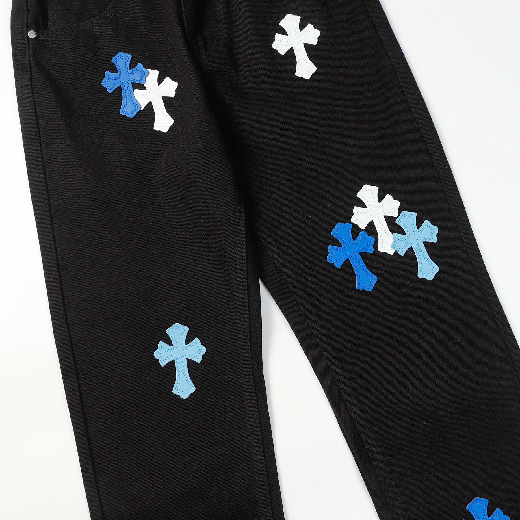 Chrome Heart Cross Patch Jeans - FashionPlug