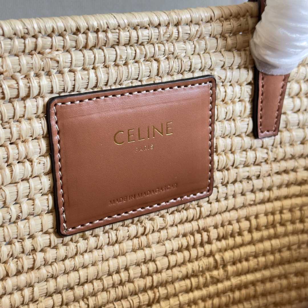 Celine Classic Panier Small Braided Triomphe In Raffia And Calfskin - FashionPlug