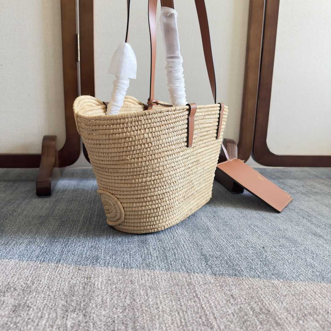 Celine Classic Panier Small Braided Triomphe In Raffia And Calfskin - FashionPlug