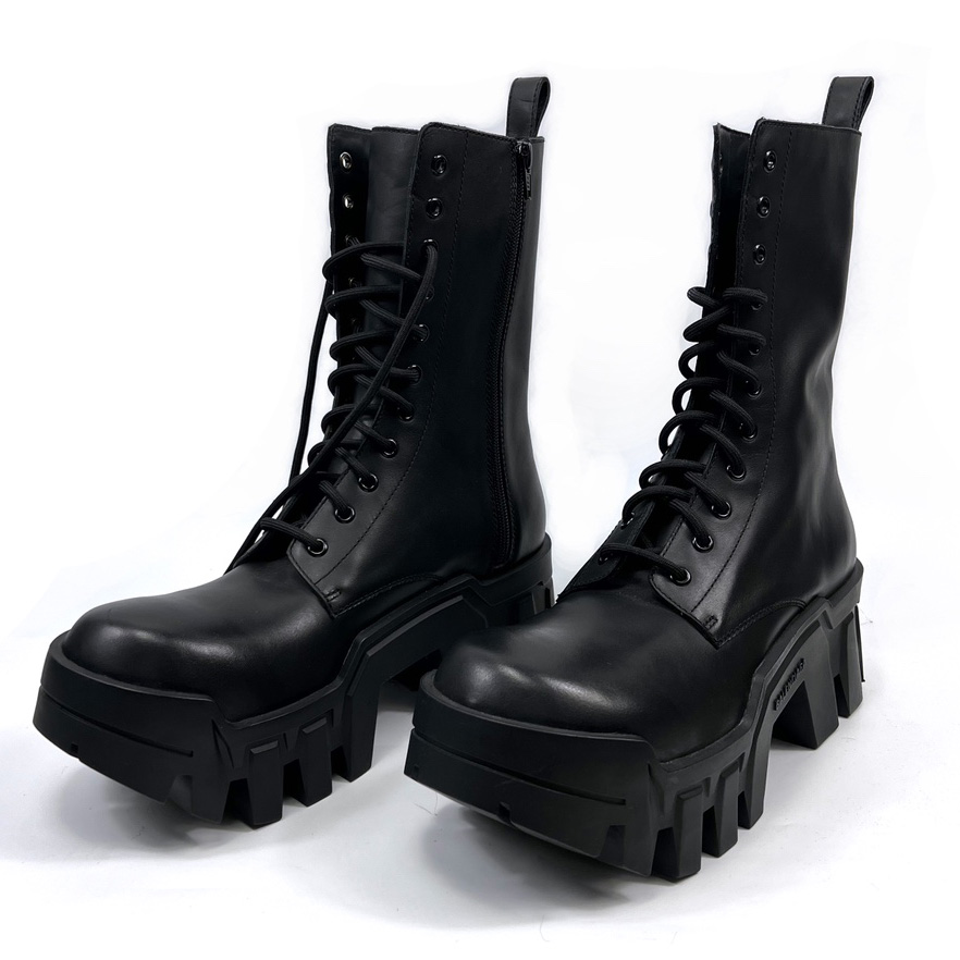 Balenciaga Bulldozer Lace-Up Boot In Black - FashionPlug