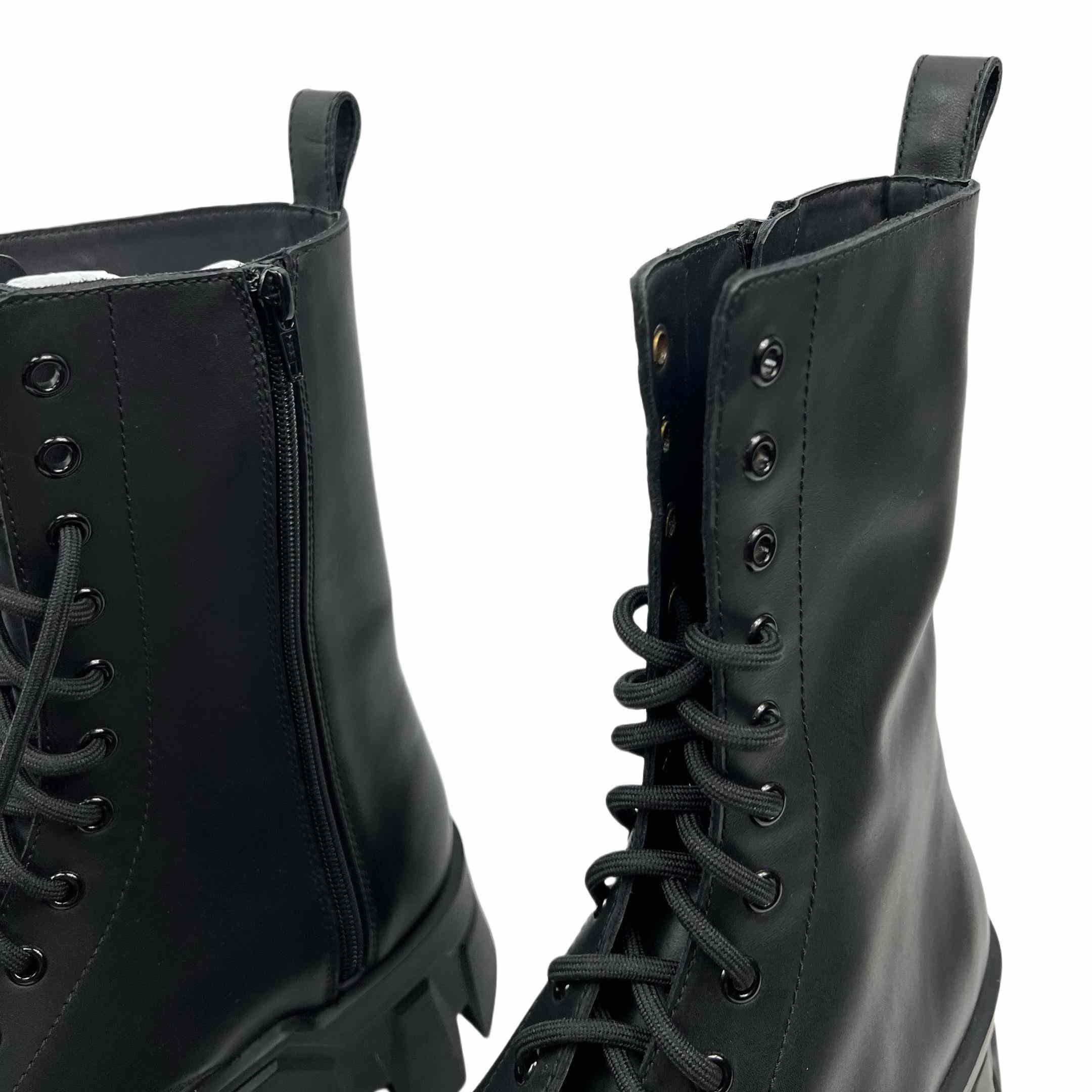 Balenciaga Bulldozer Lace-Up Boot In Black - FashionPlug