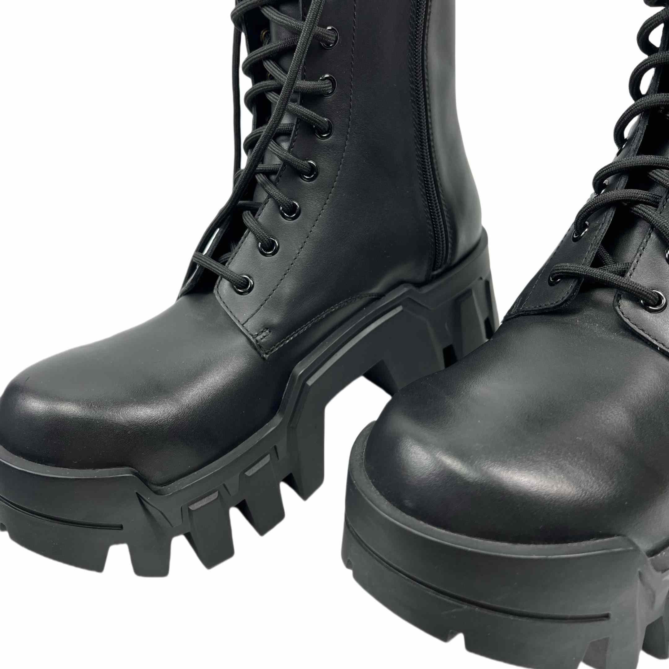 Balenciaga Bulldozer Lace-Up Boot In Black - FashionPlug