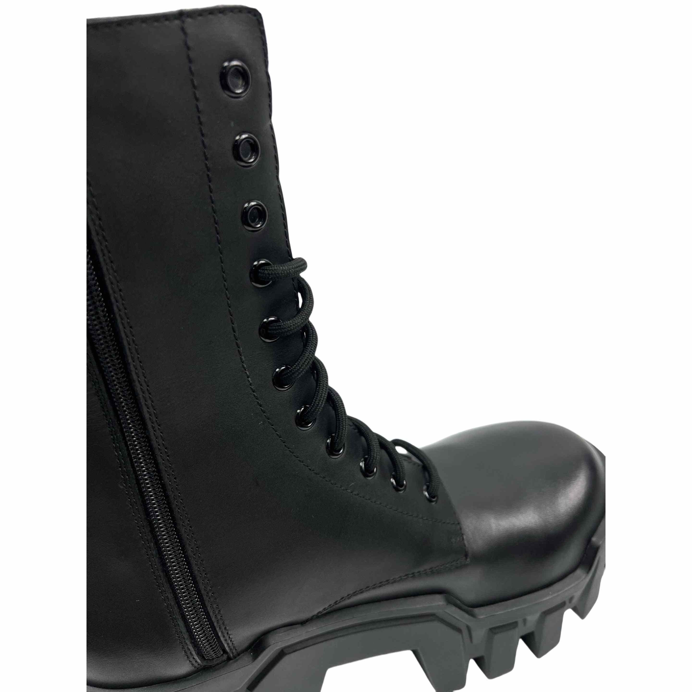 Balenciaga Bulldozer Lace-Up Boot In Black - FashionPlug