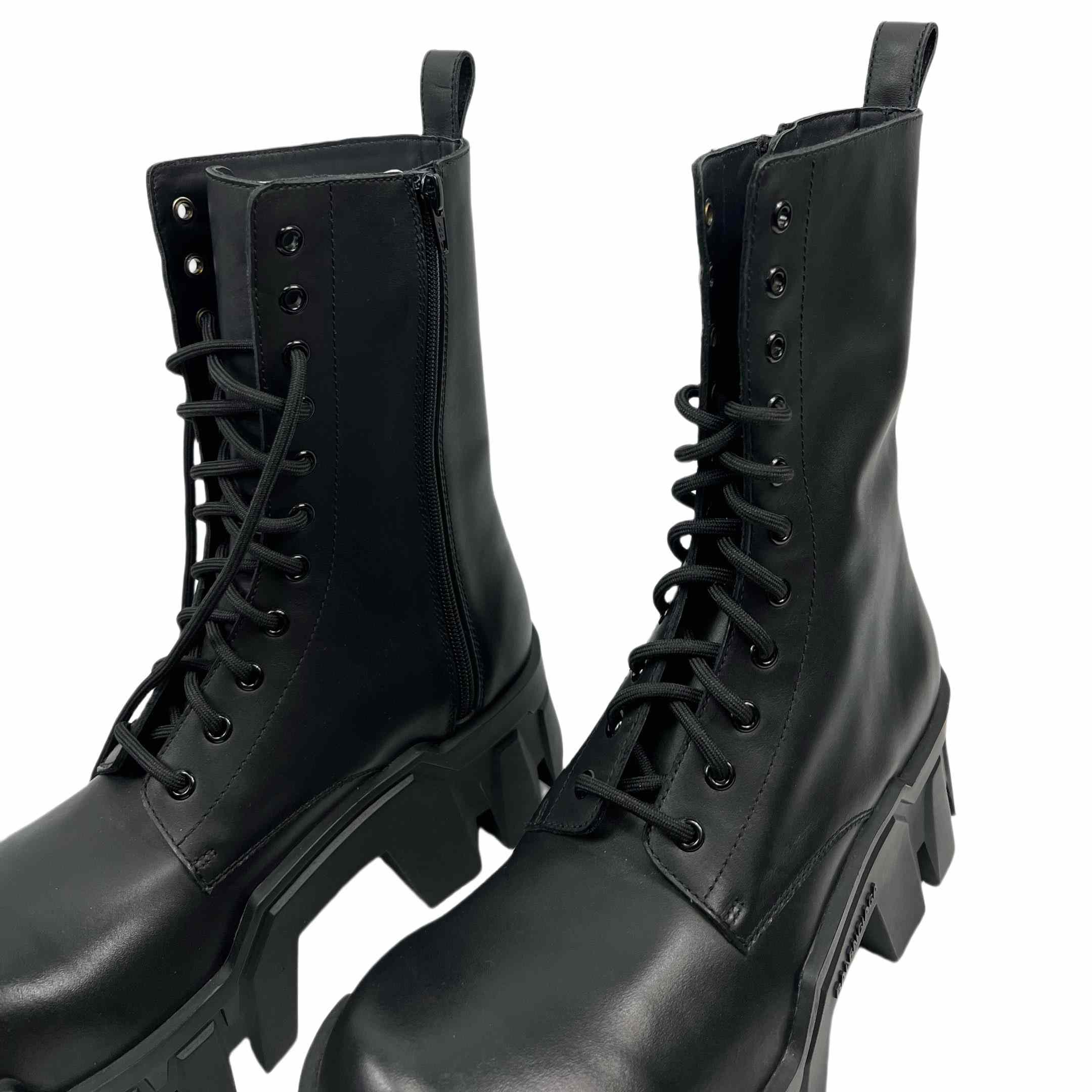 Balenciaga Bulldozer Lace-Up Boot In Black - FashionPlug