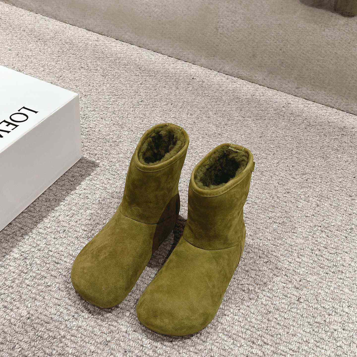 Loewe Lago Boot In Suede And Shearling - FashionPlug
