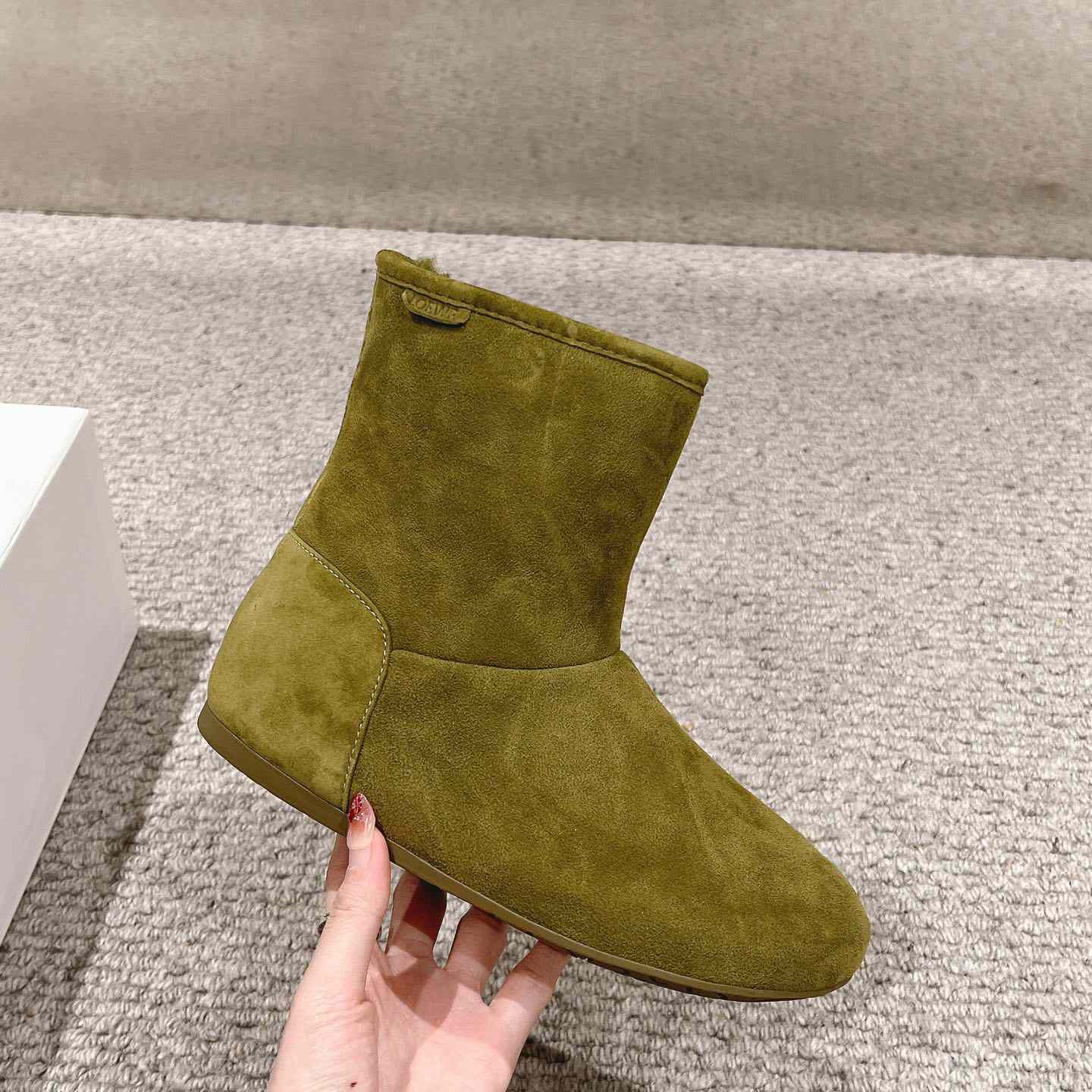 Loewe Lago Boot In Suede And Shearling - FashionPlug