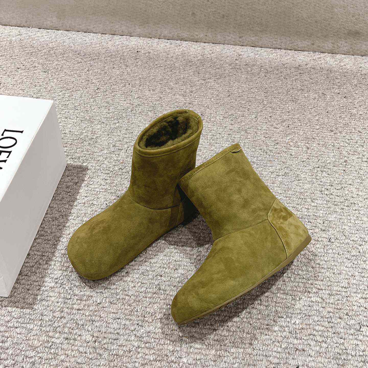 Loewe Lago Boot In Suede And Shearling - FashionPlug