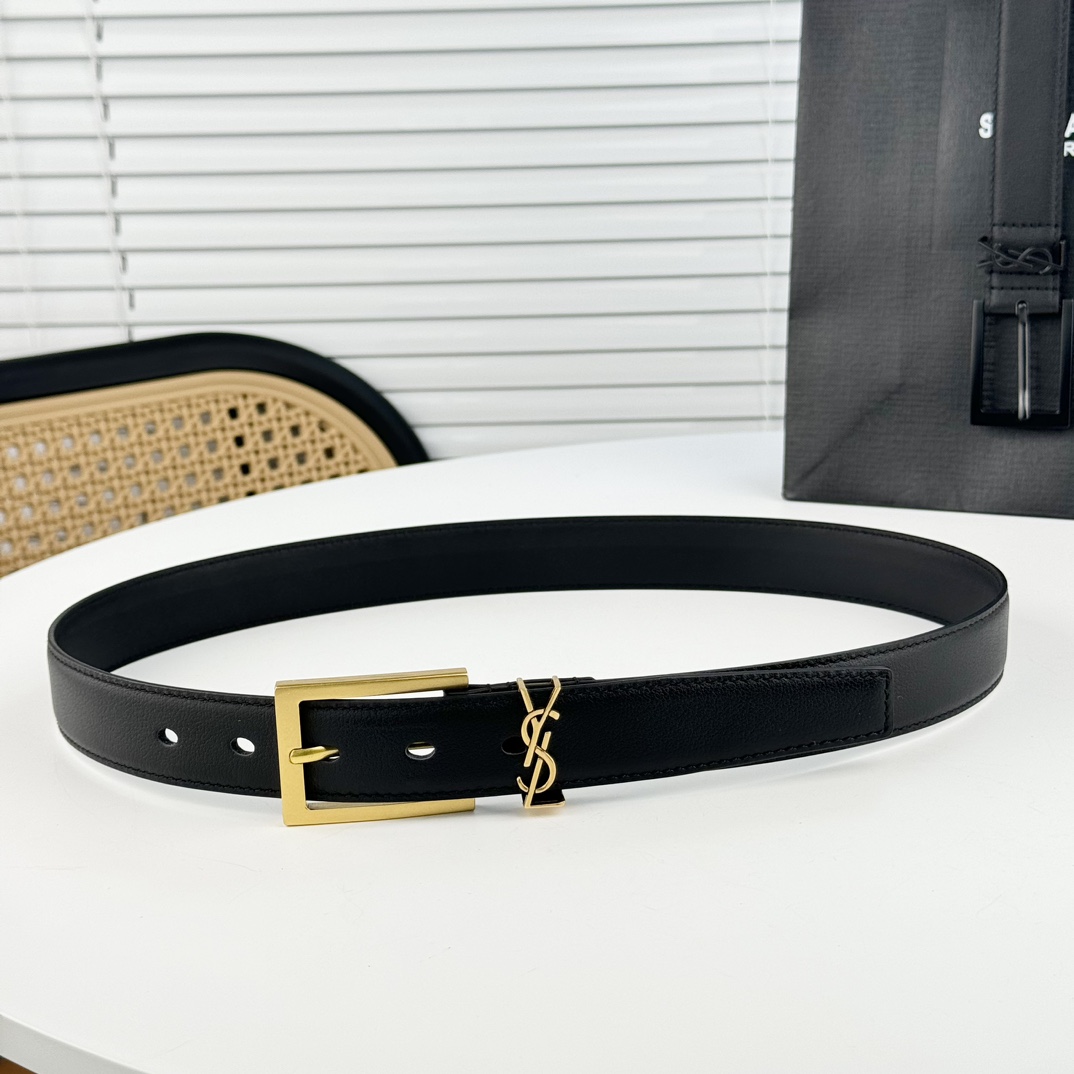 Saint Laurent Leather Belt   - FashionPlug