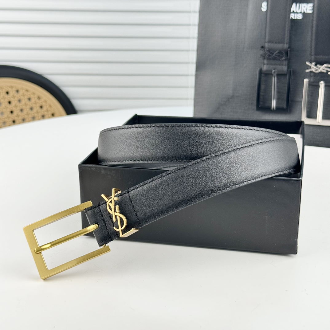 Saint Laurent Leather Belt   - FashionPlug