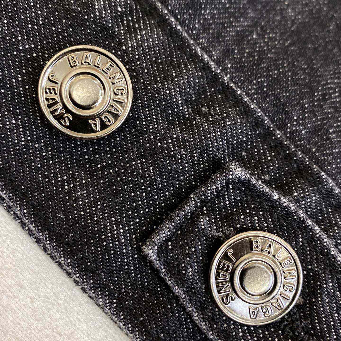 Balenciaga Logo Rhinestone Embellished Denim Jacket - FashionPlug