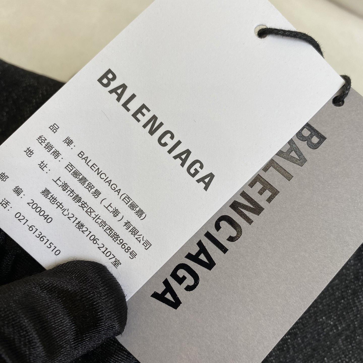 Balenciaga Logo Rhinestone Embellished Denim Jacket - FashionPlug